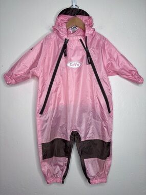 Tuffo Muddy Buddy Waterproof Rain Suit Pink Brown Size 18 M EUC